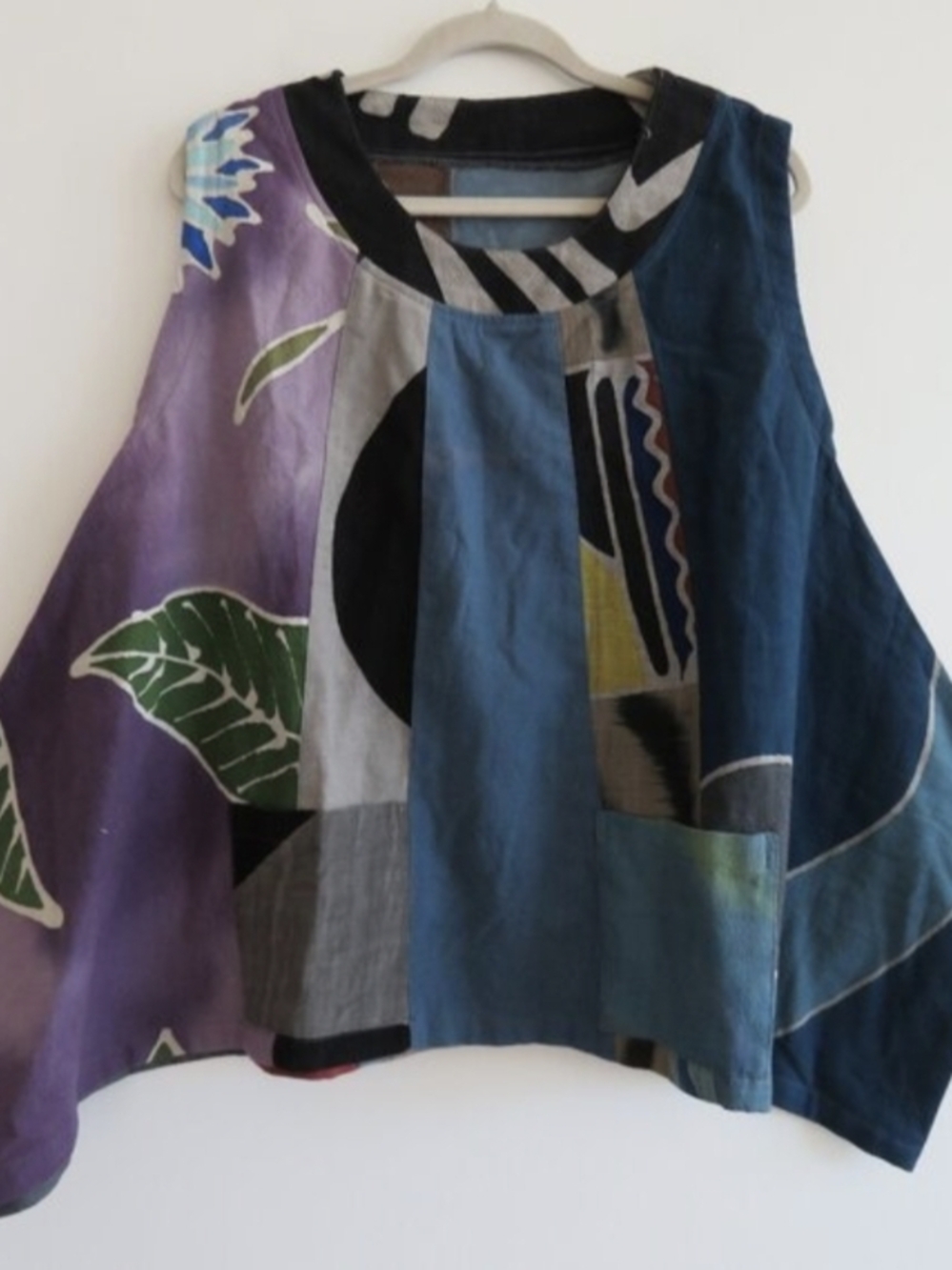 Bohemian Patchwork Sleeveless Top in Purple & Blue